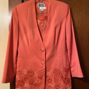 Stella KB Exquisite Orange/Melon Skirt Suit Size 12